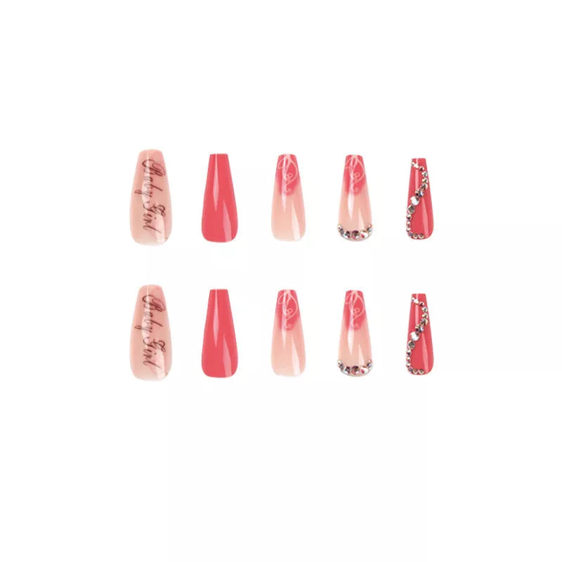 Women's Floral Design Fake Nails in JP1712 Color