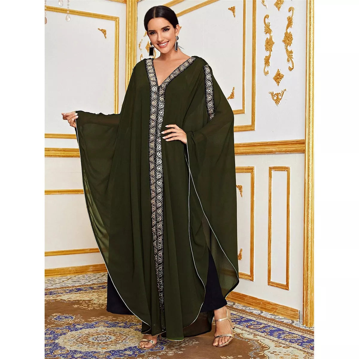 Loose Muslim Robe Dress in Chiffon with Multiple Color Options
