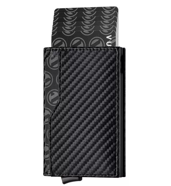 Leather Credit Card Case with RFID Blocking and Double ID Window