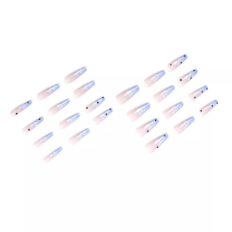 Peach Heart Rhinestone Nail Stickers - 24 Pieces for Manicure