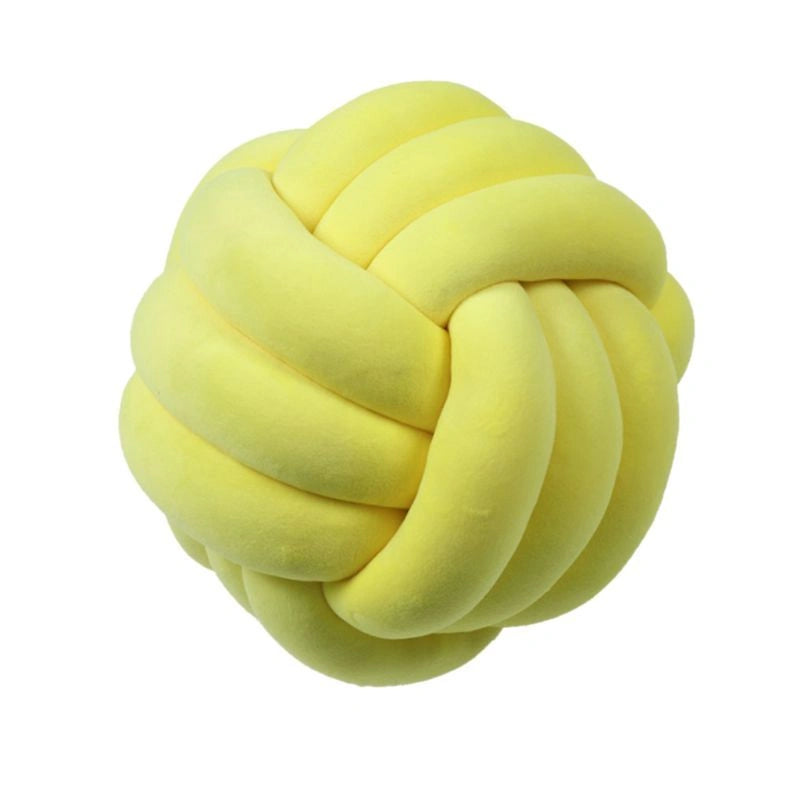 Knotted Plush Ball Design Round Throw Pillow with Safe PP Cotton Filling