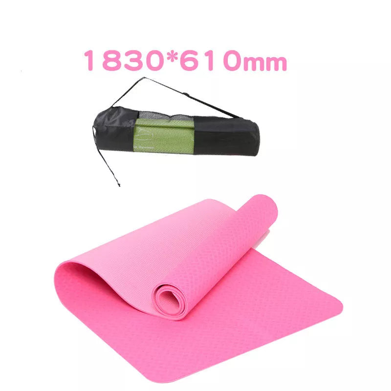Non-slip TPE yoga mat with 6mm thickness for enhanced comfort