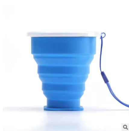 Collapsible Water Cup with Stainless Steel Ring and Lanyard