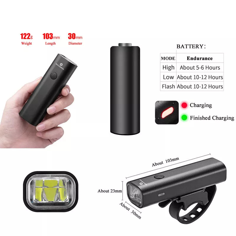 ROCKBROS YQ-QD Bicycle Light with USB Charging and 400 Lumen Brightness