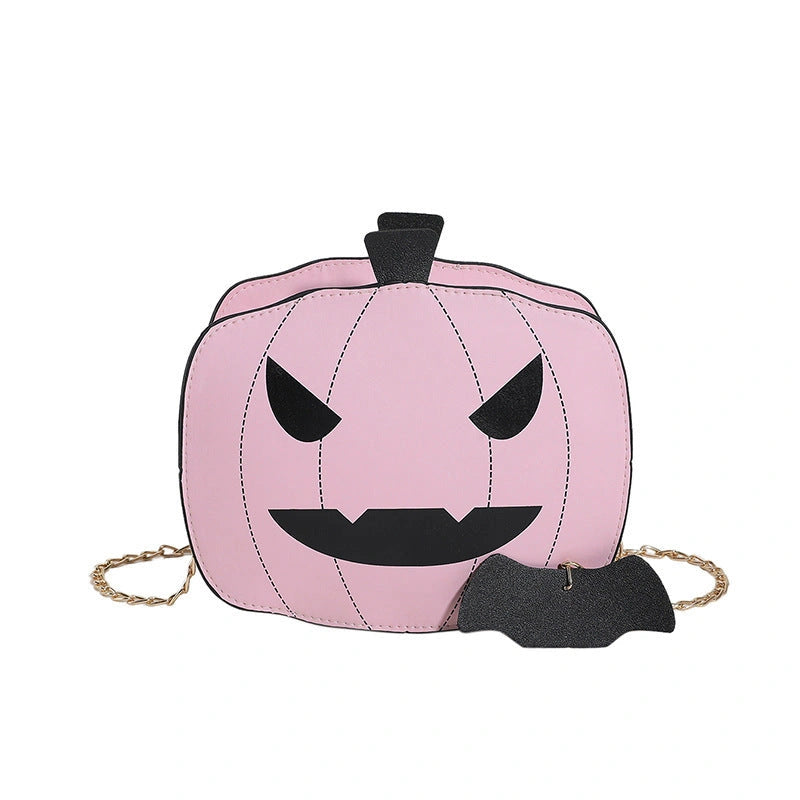 Halloween Cartoon Pumpkin Shoulder Bag with Chain for Girls and Women