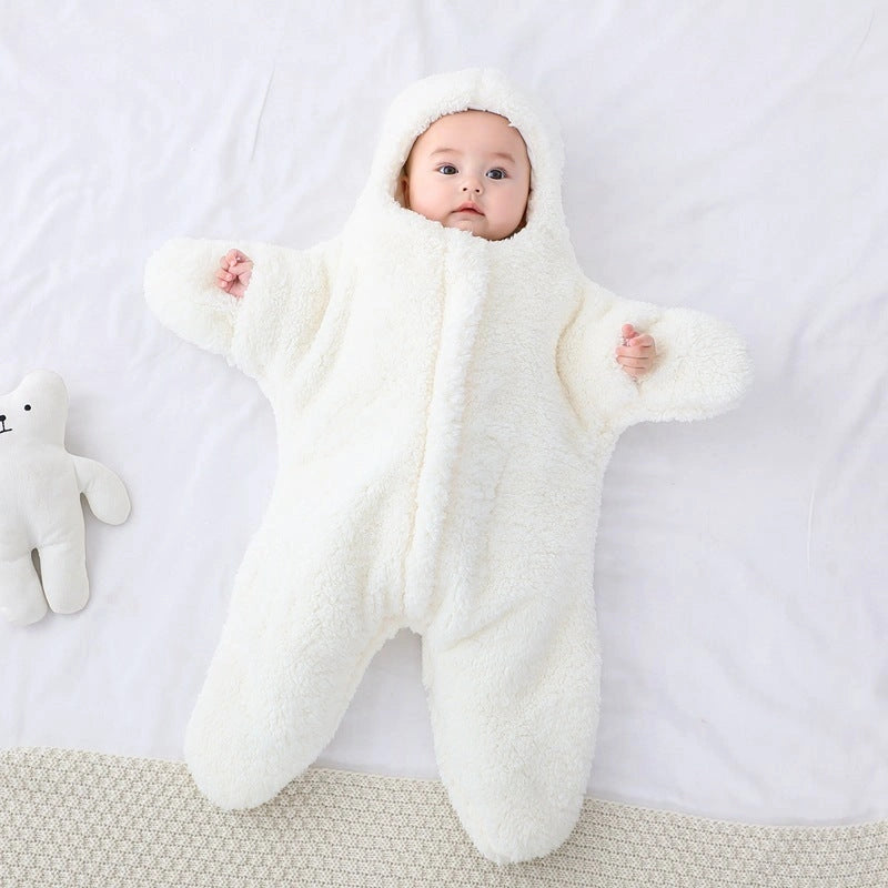 Baby Starfish Lamb Velvet Sleeping Bag with Zipper Design for Newborns