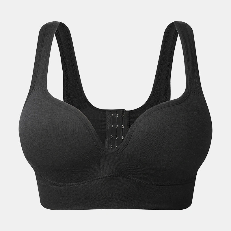 Comfortable Back Button Up Sports Bra with Wide Straps
