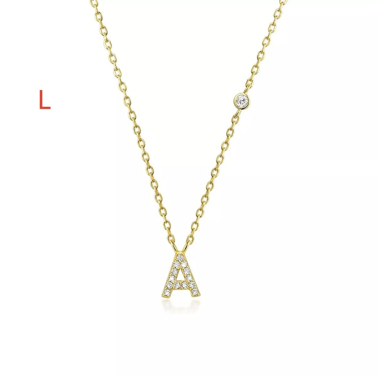 Custom Initial Necklace with CZ Pendant in Gold or Silver