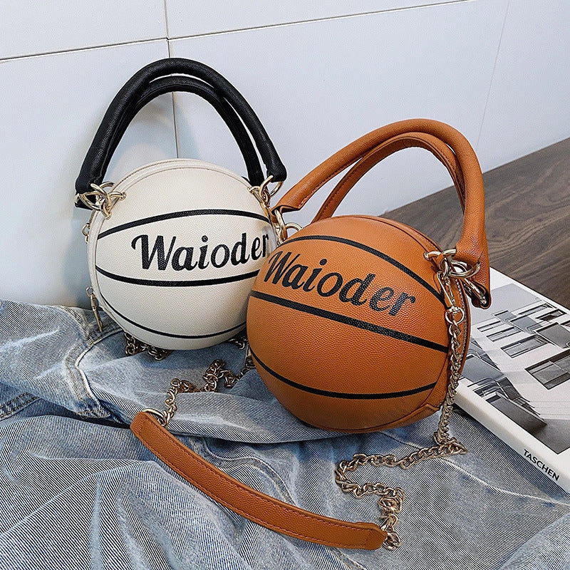 Basketball Shape Handbag with Adjustable Shoulder Strap