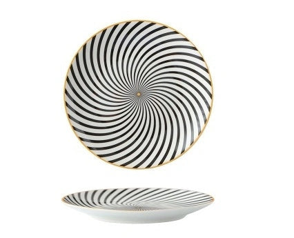 Nordic Style Geometric Ceramic Plate Set for Breakfast and Tea