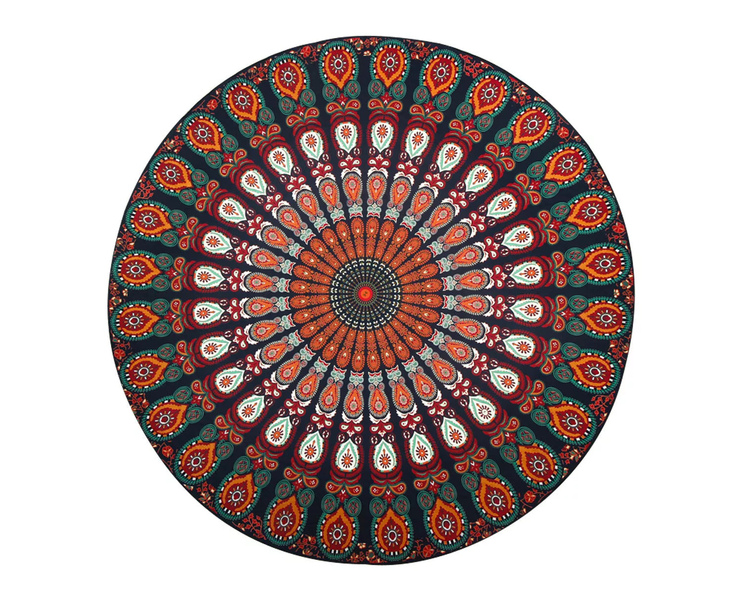 Printed Round Beach Towels And Yoga Mat in Green
