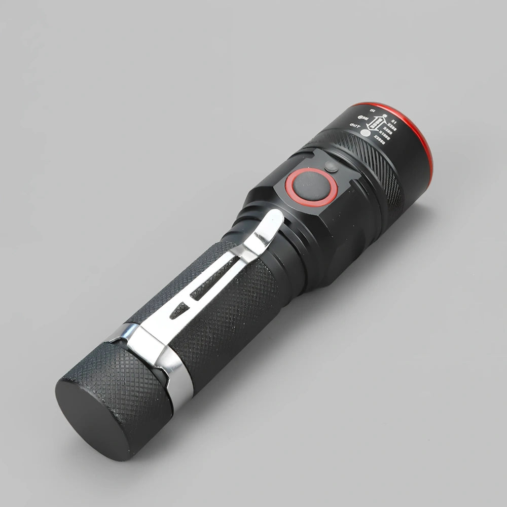 LED torch with dimming switch and constant voltage technology for reliable illumination