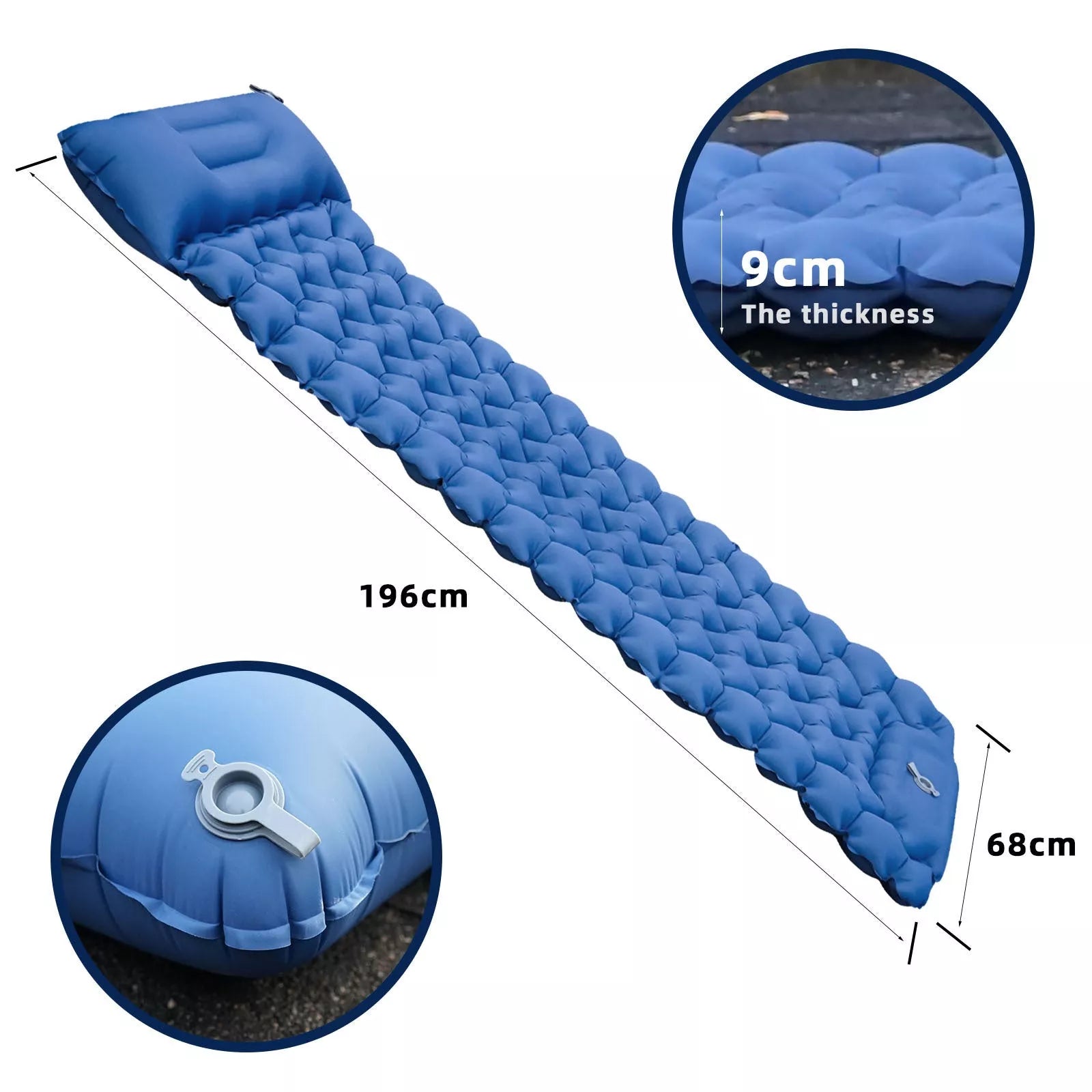 Portable Inflatable Cushion with Built-in Foot Pump for Camping