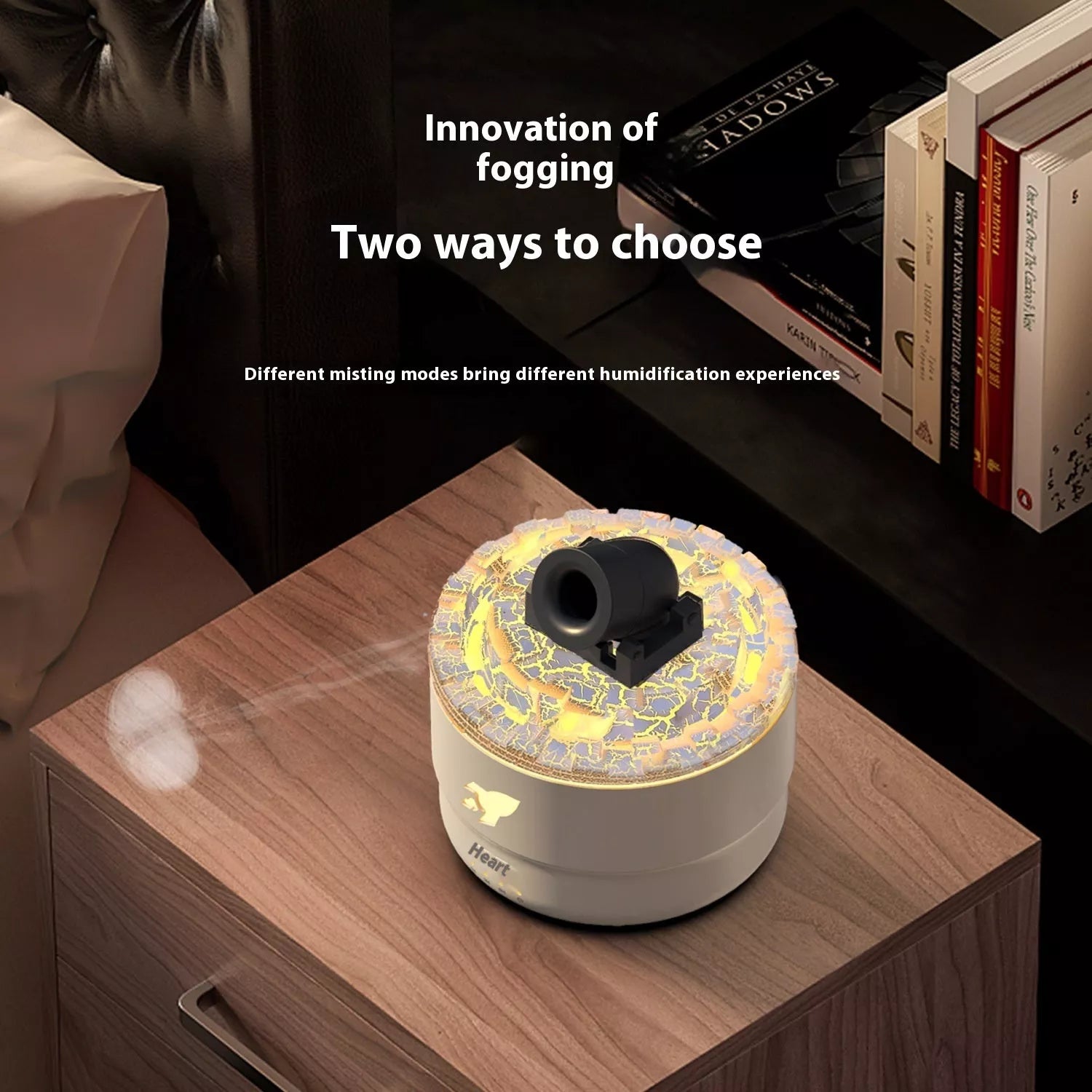 Battery Aroma Diffuser with Colorful Flame Light and Humidifier Function