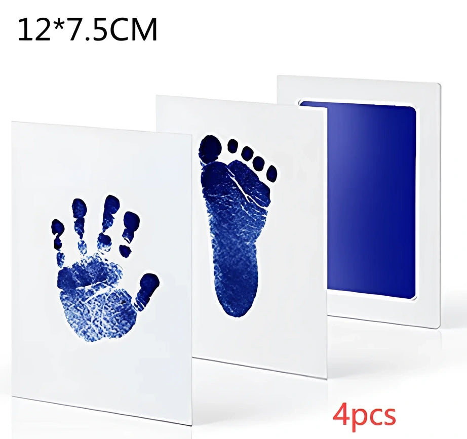 Disposable ink baby hand and foot print kit with six colour options and two size formats