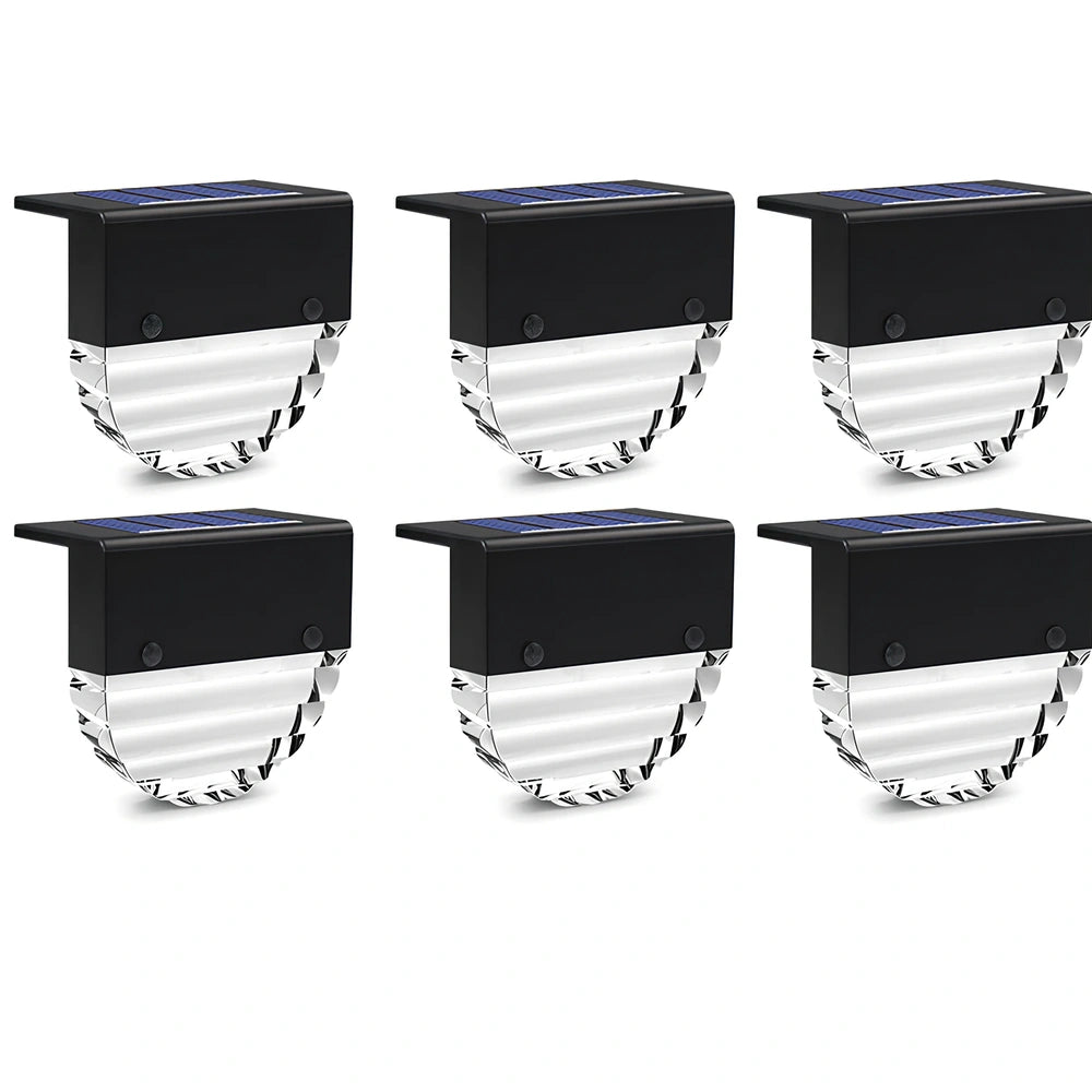 Semicircular outdoor solar LED stair light, waterproof IP55, 80x70mm size for paths and fences