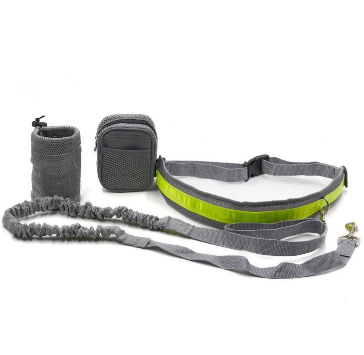 Adjustable Hands Free Dog Leash with Waist Bag and Sundries Bag