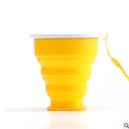 Collapsible Water Cup with Stainless Steel Ring and Lanyard