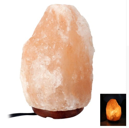 Crystal salt lamp with rose hue, 10-11cm diameter, 16-18cm height