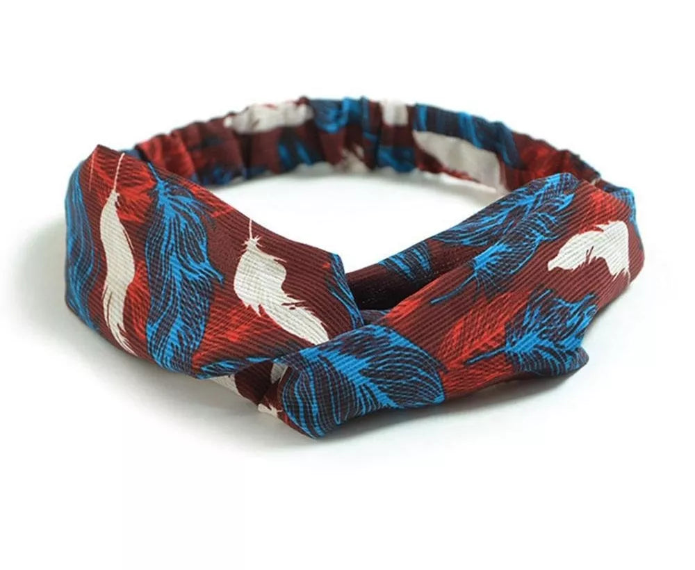 Women's Retro Style Printed Headband with Elastic Free Size
