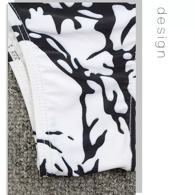 Ladies Bikini Swimwear in Black and White Tie Dye