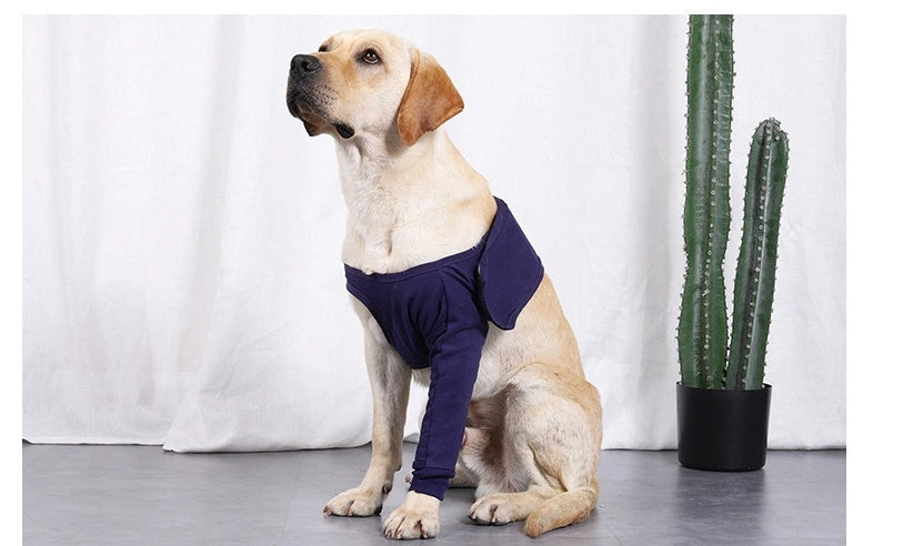 Anti-licking Sleeve for Dogs: Postoperative Leg Recovery in Denim