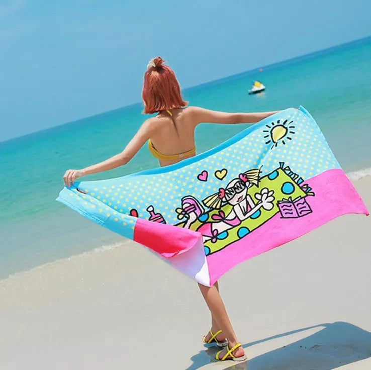 Microfiber swimming towel with flower color design