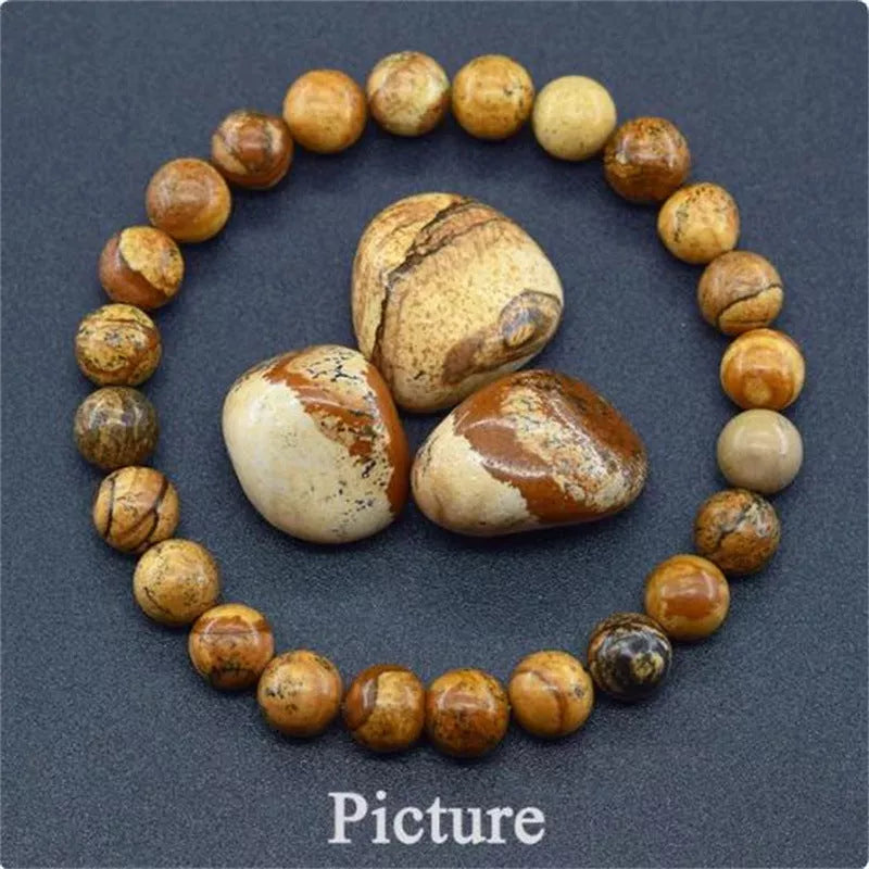 Tiger Eye Stone Elastic Beaded Bracelet for Stress Relief