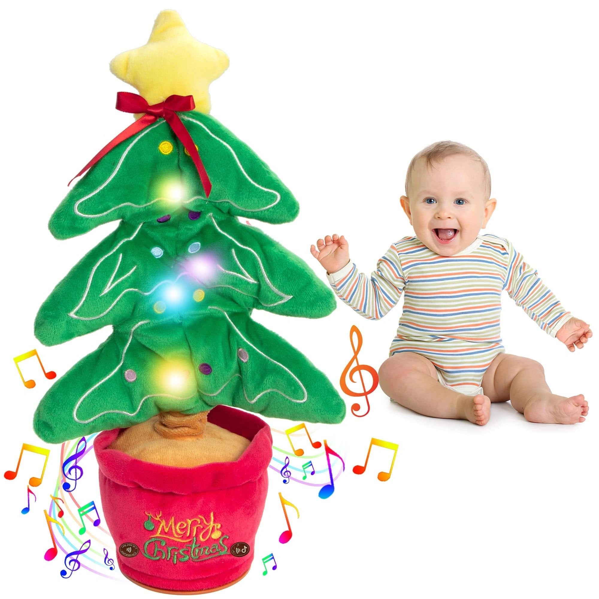 Dancing Christmas Tree Electronic Plush Toy with Singing and Recording Features