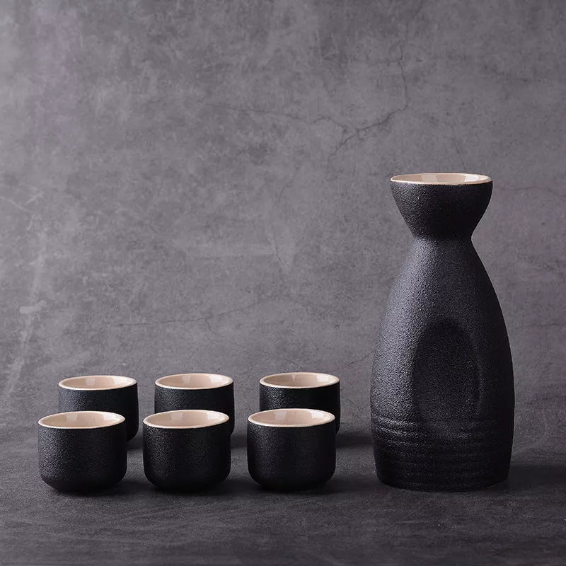 Sakura vintage sake set with ceramic construction