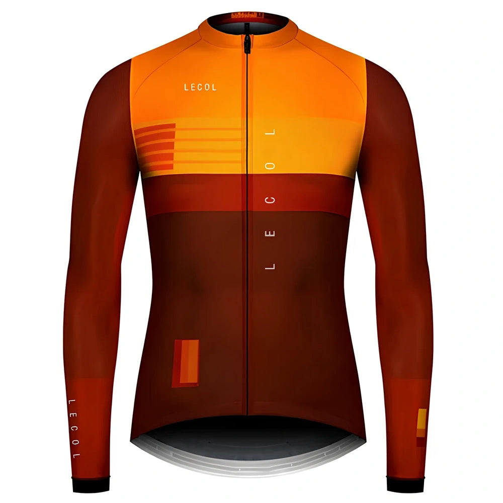 Autumn full sleeve cycling jersey for men with moisture-wicking fabric and ergonomic cycling cut