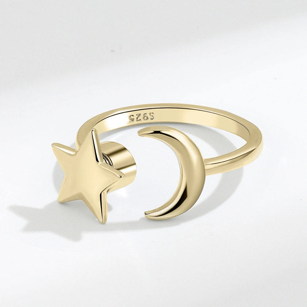 Adjustable Star-Moon Rotating Ring for Women