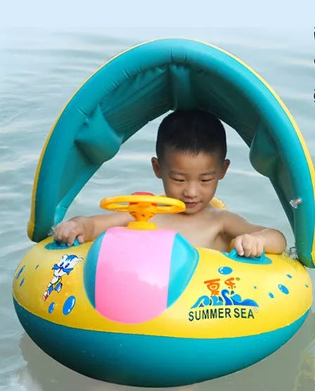 Infant inflatable swimmer with cartoon pattern for safe water play