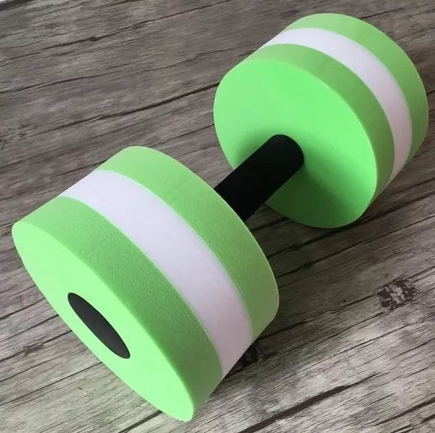 Water sports aerobics dumbbells in blue, pink, and green