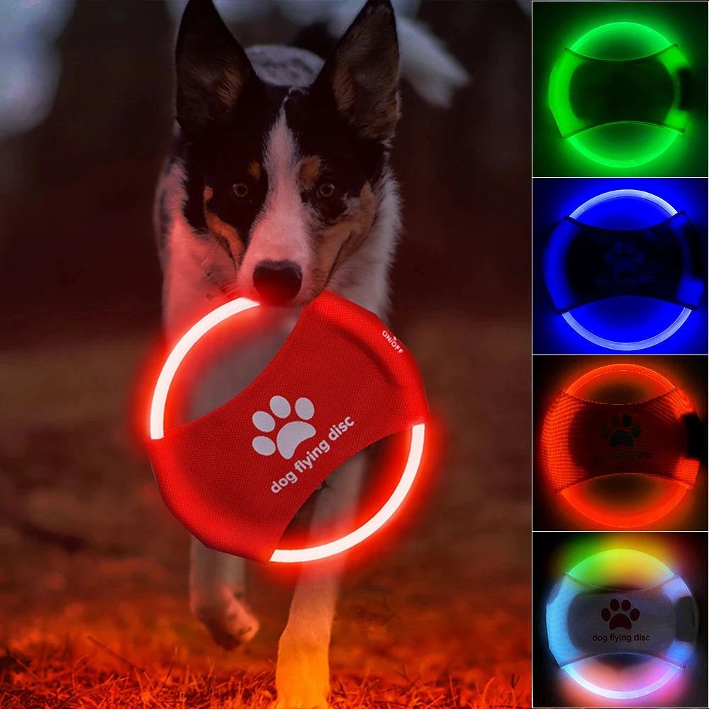 LED Glowing Dog Flying Disc: Rechargeable, Durable Pet Toy
