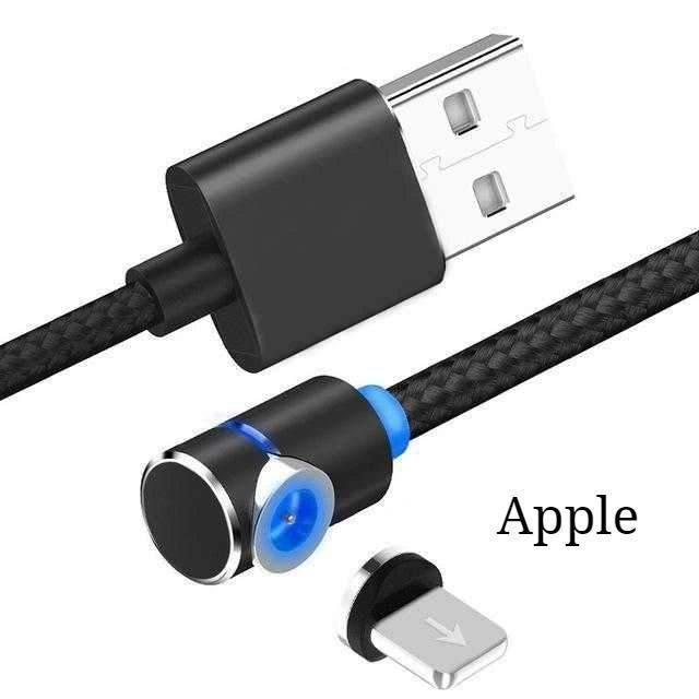 360 Degree Magnetic Charging Cable with LED Light and 90-Degree Connector
