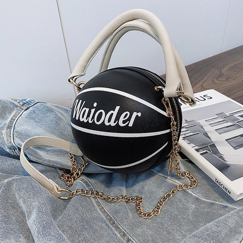 Basketball Shape Handbag with Adjustable Shoulder Strap