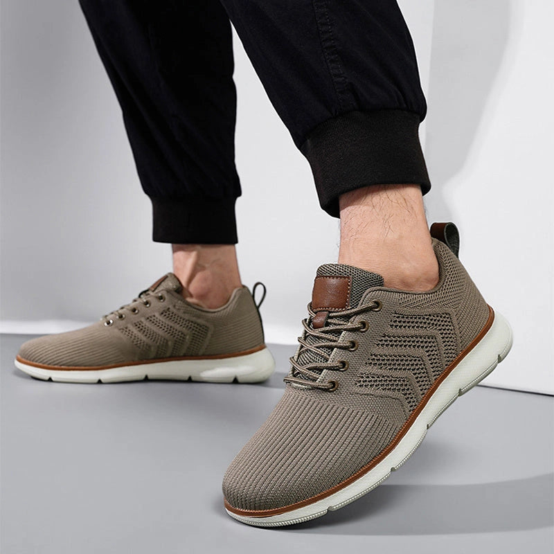 Men's Fashion Lace-up Mesh Sneakers with Woven Detail