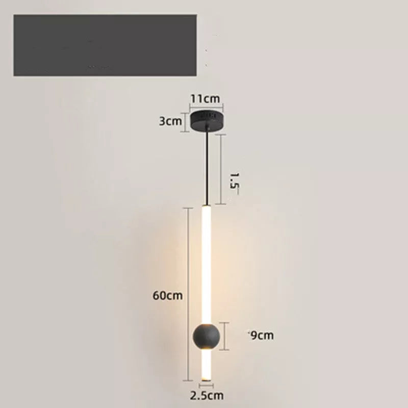 Nordic Minimalist LED Hanging Line Lamp for Modern Bedrooms