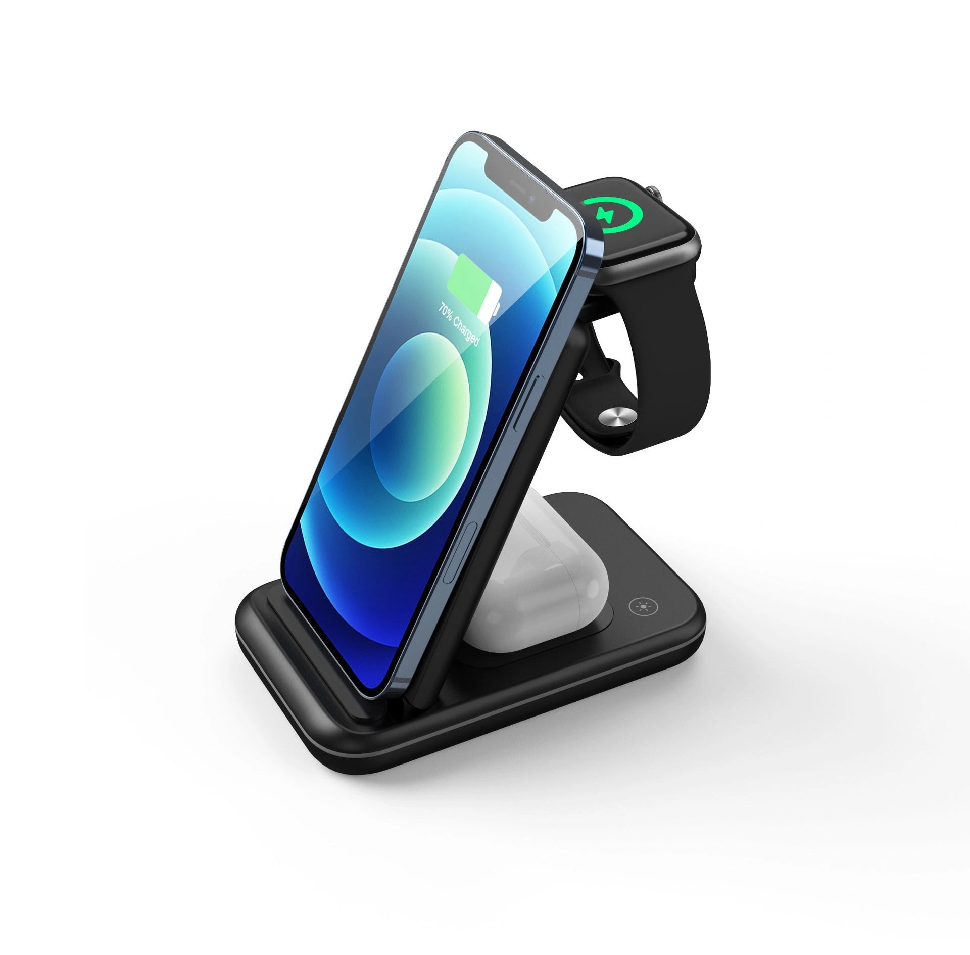 Folding Three-in-One Wireless Charger with Smart Cooling Fan