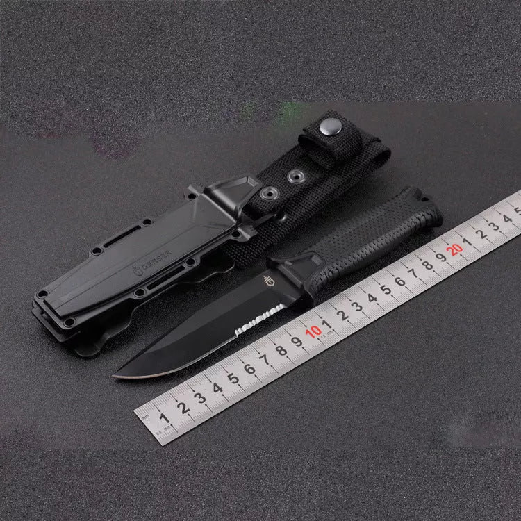 Wilderness Survival Jungle Adventure Diving Gaiter Knife with Gun Titanium Coating