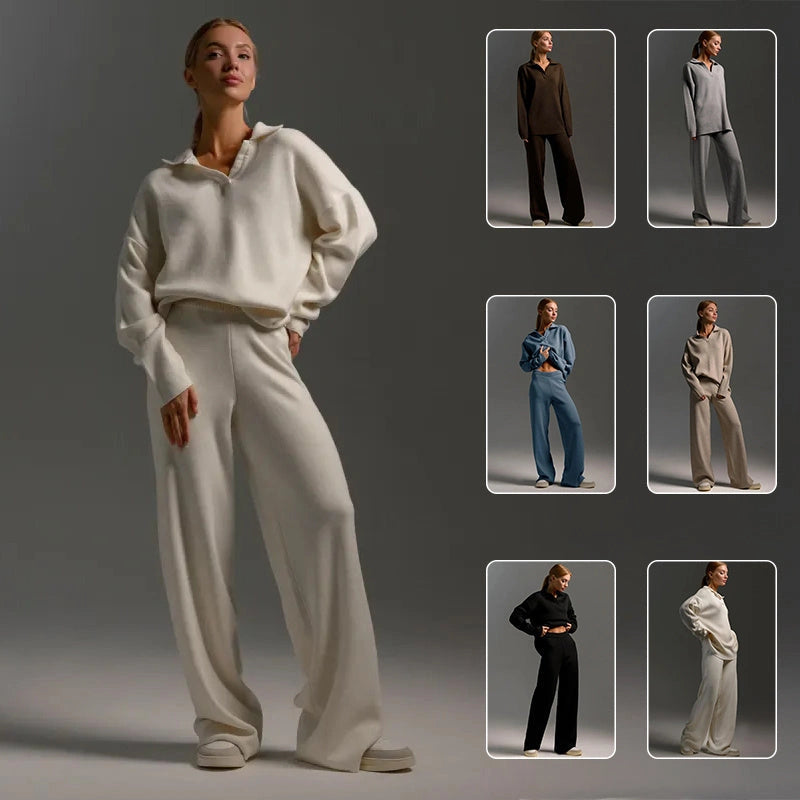 Women's Casual Cotton Two-Piece Sweater Set