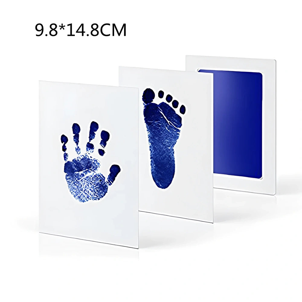 Disposable ink baby hand and foot print kit with six colour options and two size formats