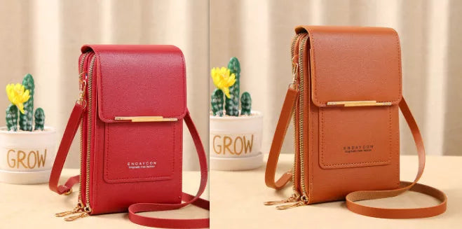 Women's Messenger Touch Screen Phone Bag in Solid Colors