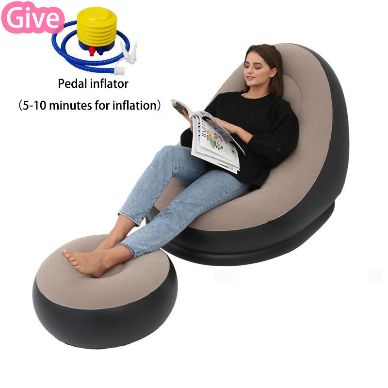 Inflatable Flocking Sofa with Ergonomic Support