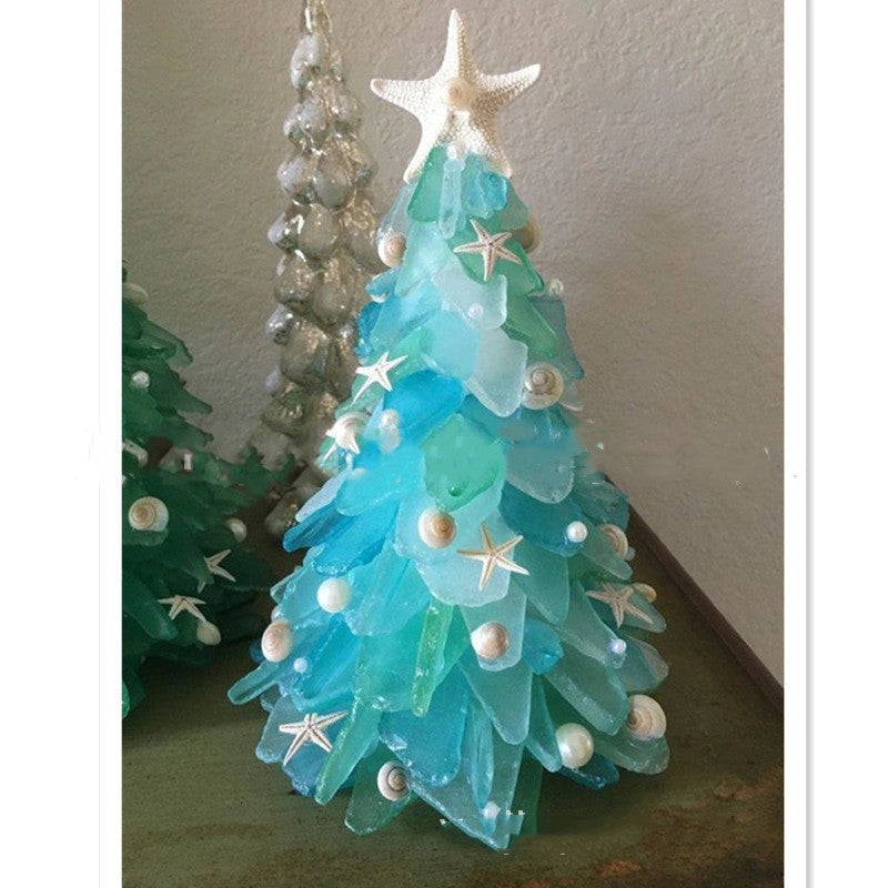 Blue PVC Christmas Tree Decoration with Ocean-Themed Design