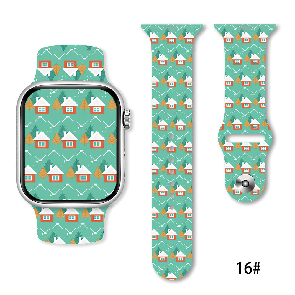 Christmas silicone watch strap in solid colours fitting 38-49mm watches with 30 colour options