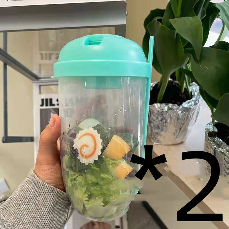 Modern Minimalist Salad Cup with Fork and Cover, 1000ml Capacity