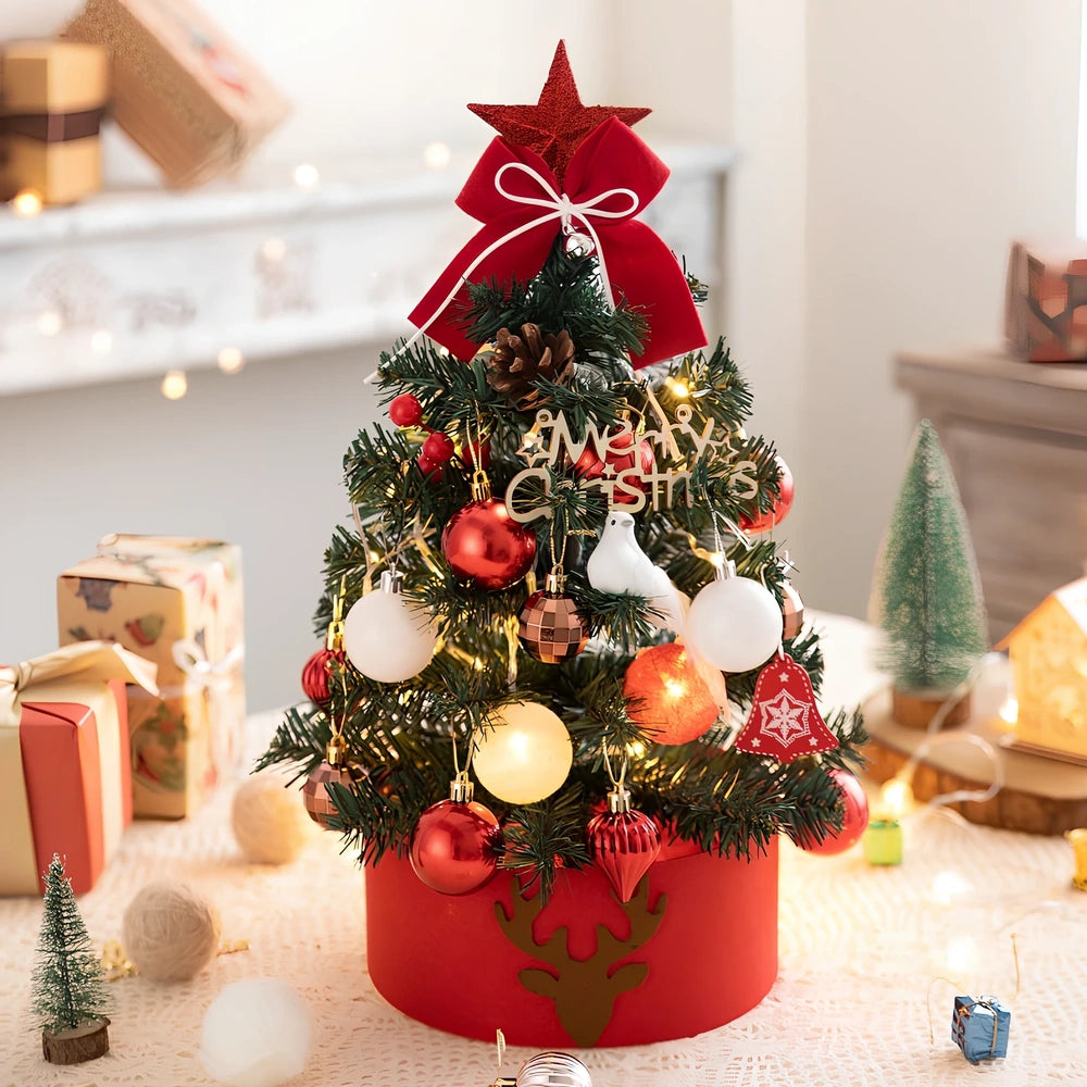 Red and white desktop Christmas tree decoration in 45cm and 60cm sizes for office and home use