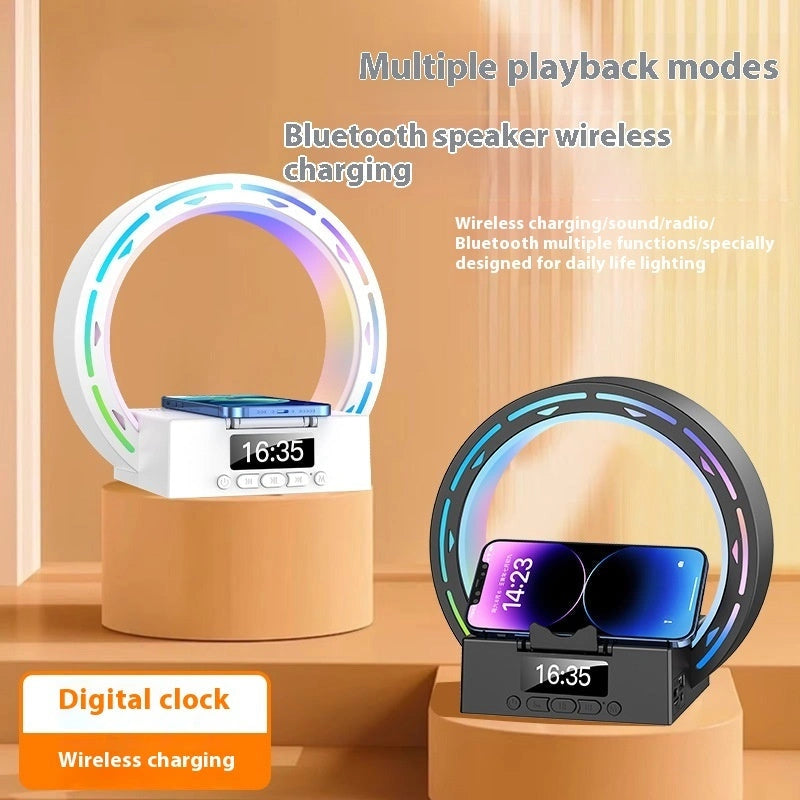 4-in-1 Wireless Bluetooth Speaker with Charging Pad, Alarm Clock, and Wake-Up Light